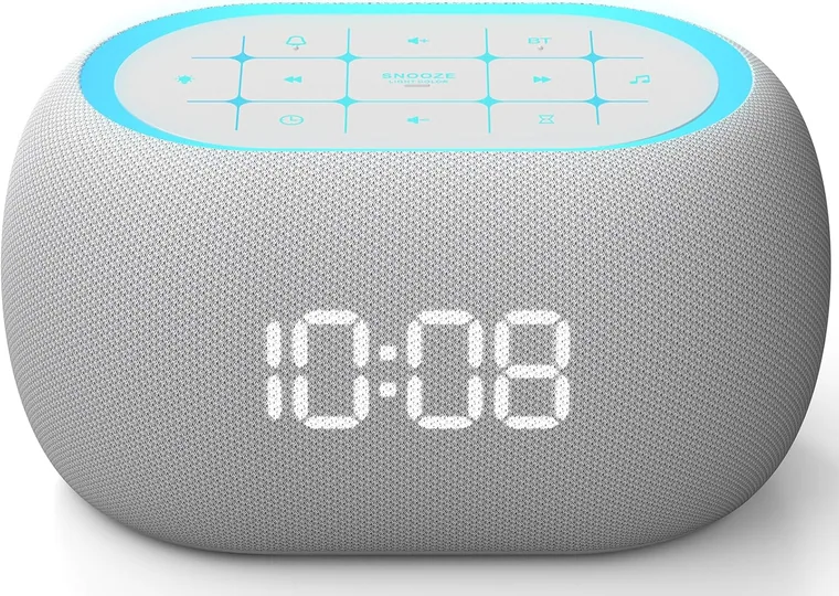 Bluetooth Sound Machine Alarm Clock, Grey