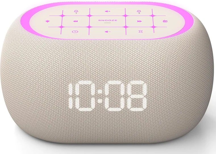 Fabric Clock Radio with Night Light, Latte