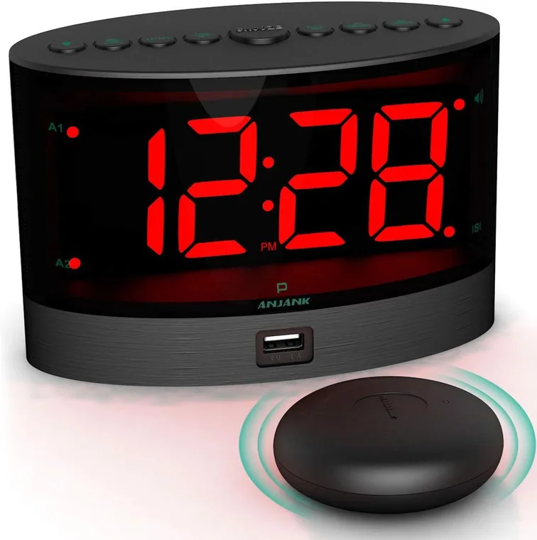 Bed Shaker Alarm Clock, Red