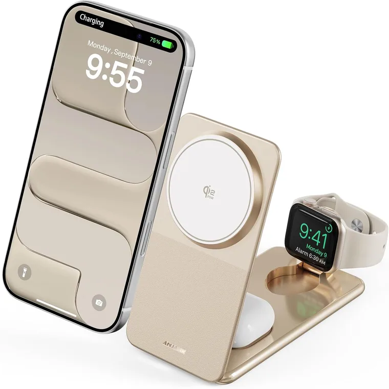 Foldable Qi2.2 Magnetic Charger, Gold